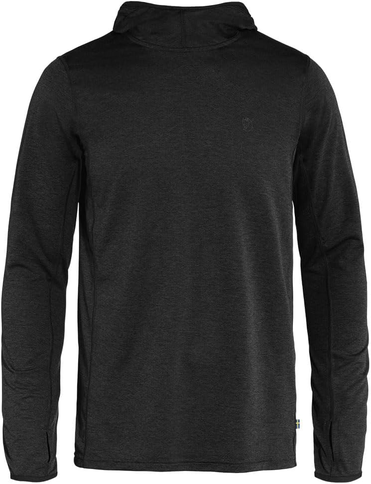 Fjällräven Abisko Sun Hoodie Men's Long Sleeve Shirt - Lightweight, Comfortable, Sun Protection Fabric - Hiking, Trekking Black