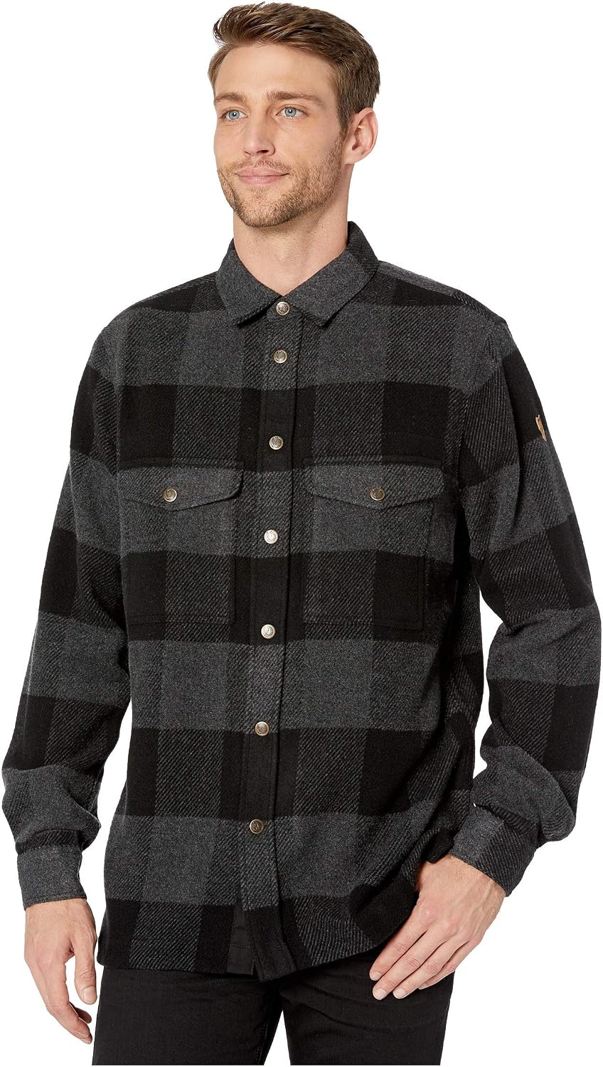 Fjallraven Canada Men's Long Sleeve Shirt, Wool Blend - Regular Fit Black