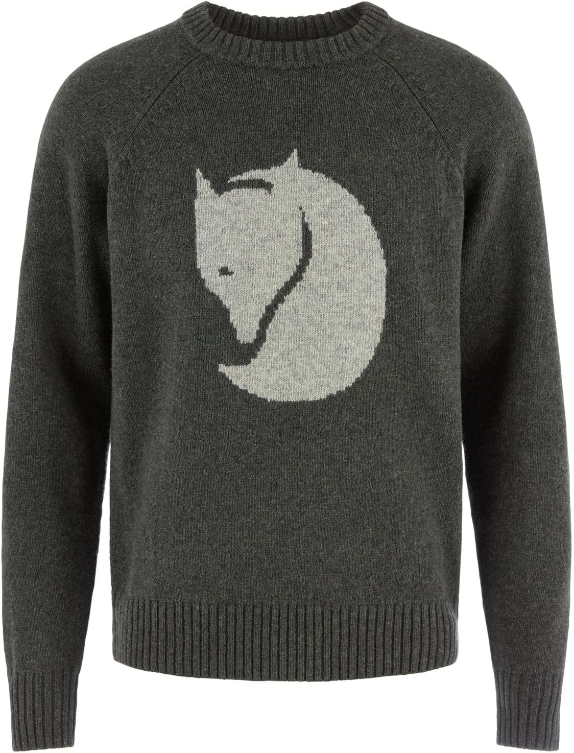 Fjallraven Logo Knit Men's Round Neck Sweater - Regular Fit Deep Forest
