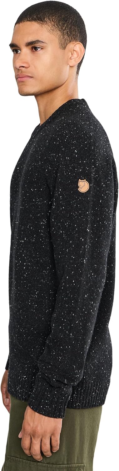 Fjallraven Ovik Neps Knit Men's Round Neck Sweater - Regular Fit Black