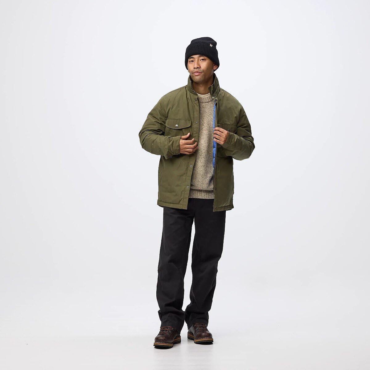 Fjallraven Ovik Down Shirt Men's Insulated Puffer Jacket Laurel Green