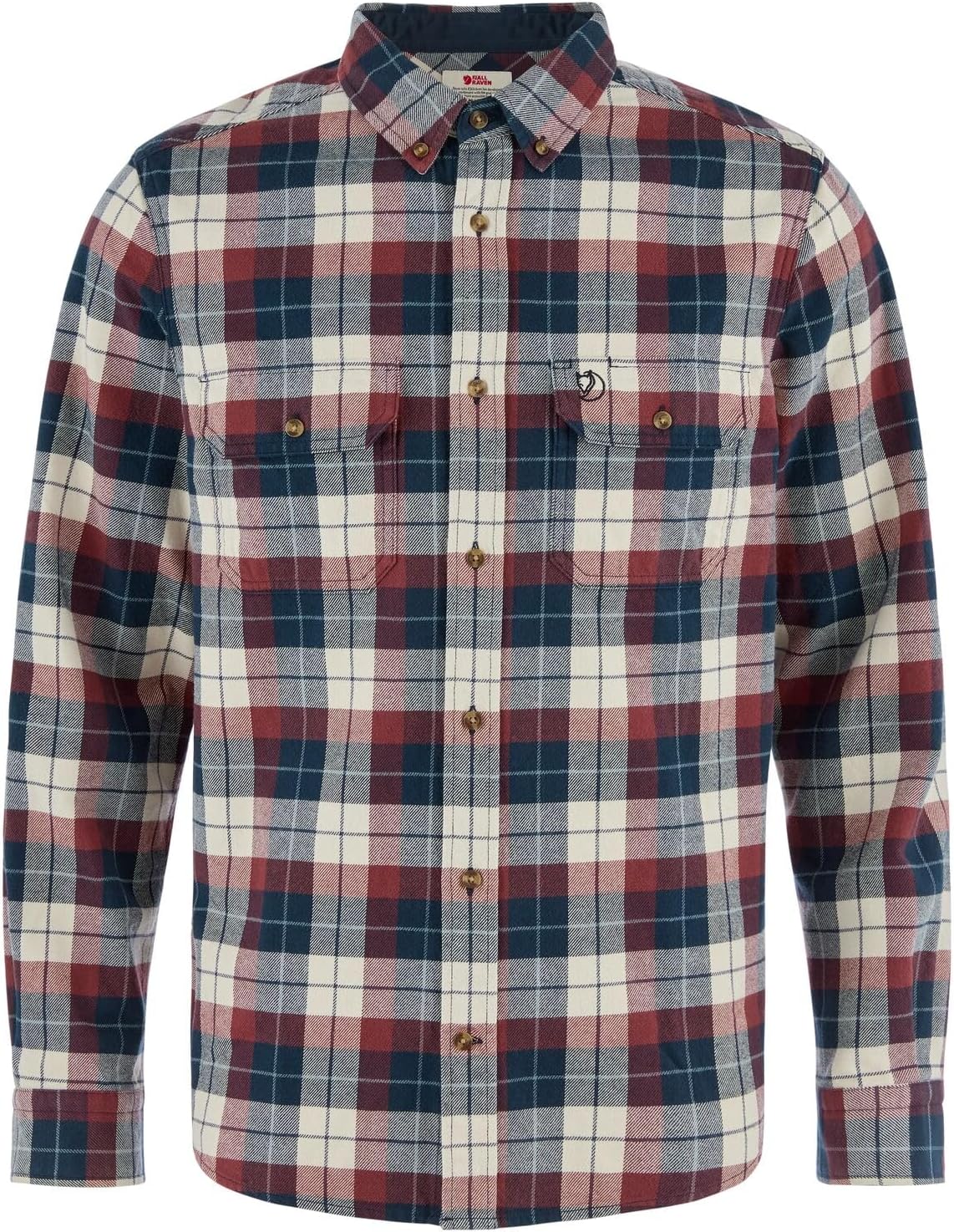 Fjällräven Singi Heavy Flannel Shirt Men's Shirt - Warm Durable Button Up for Outdoor Everyday Wear Dark Navy-maroon