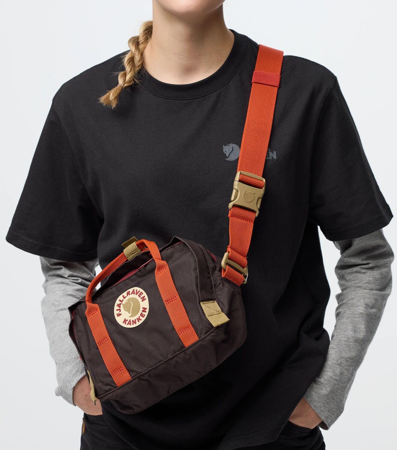 Fjallraven Kanken Koncept Crossbody, Black Oak-Rowan Red