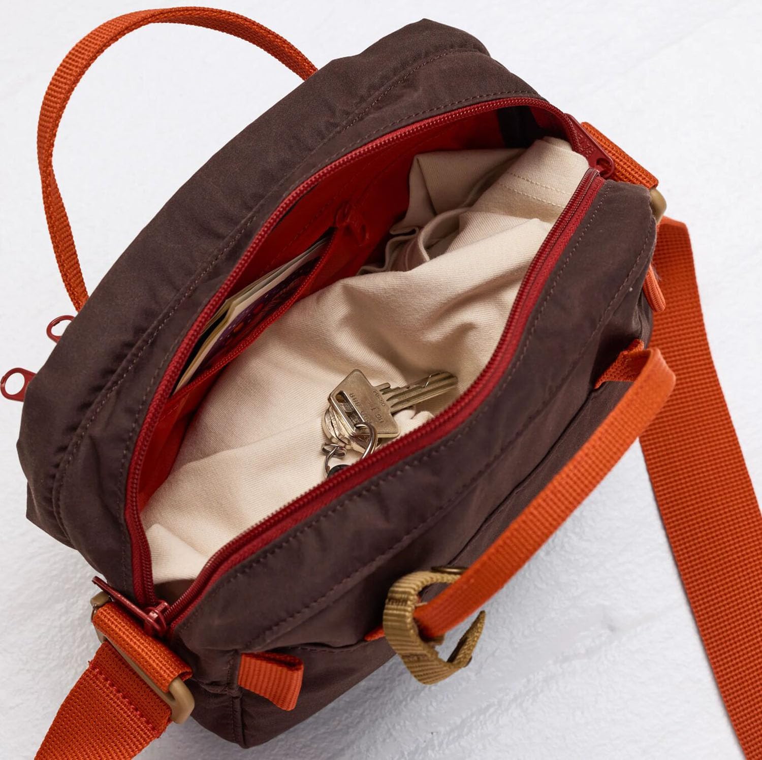 Fjallraven Kanken Koncept Crossbody, Black Oak-Rowan Red