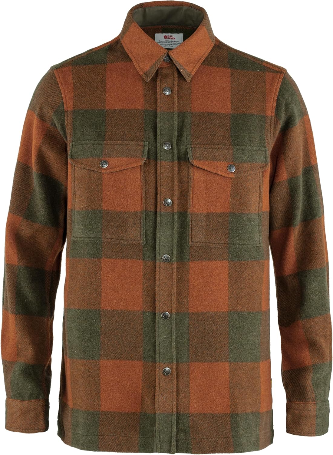 Fjallraven Canada Men's Long Sleeve Shirt, Wool Blend - Regular Fit Autumn Leaf/Laurel Green