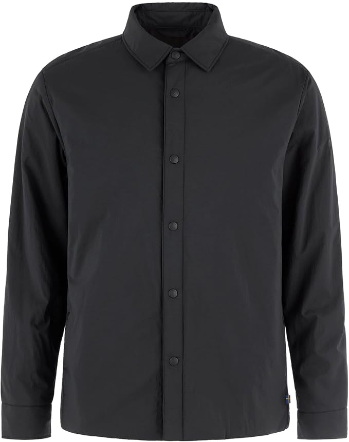 Fjallraven HC Insulated Shirt Jacket Men's Long Sleeve Shirt, Recycled Polyamide - Regular Fit Black