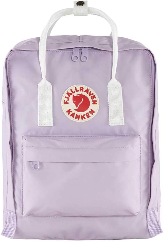 Fjällräven Kanken Backpack - Durable Vinylon Fabric, Water-Resistant, Classic Design - School, Travel Pastel Lavender/Cool White