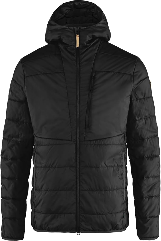 Fjällräven Keb Padded Hoodie Men's Jacket - Lightweight Insulated Durable Midlayer for Hiking Trekking Outdoor Black