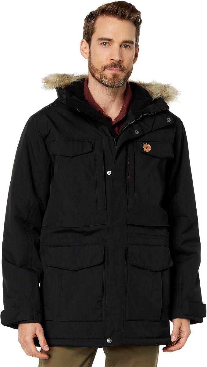 Fjällräven Nuuk Parka Men's Coat - Insulated Waterproof Durable Winter Jacket for Outdoor Wear Black