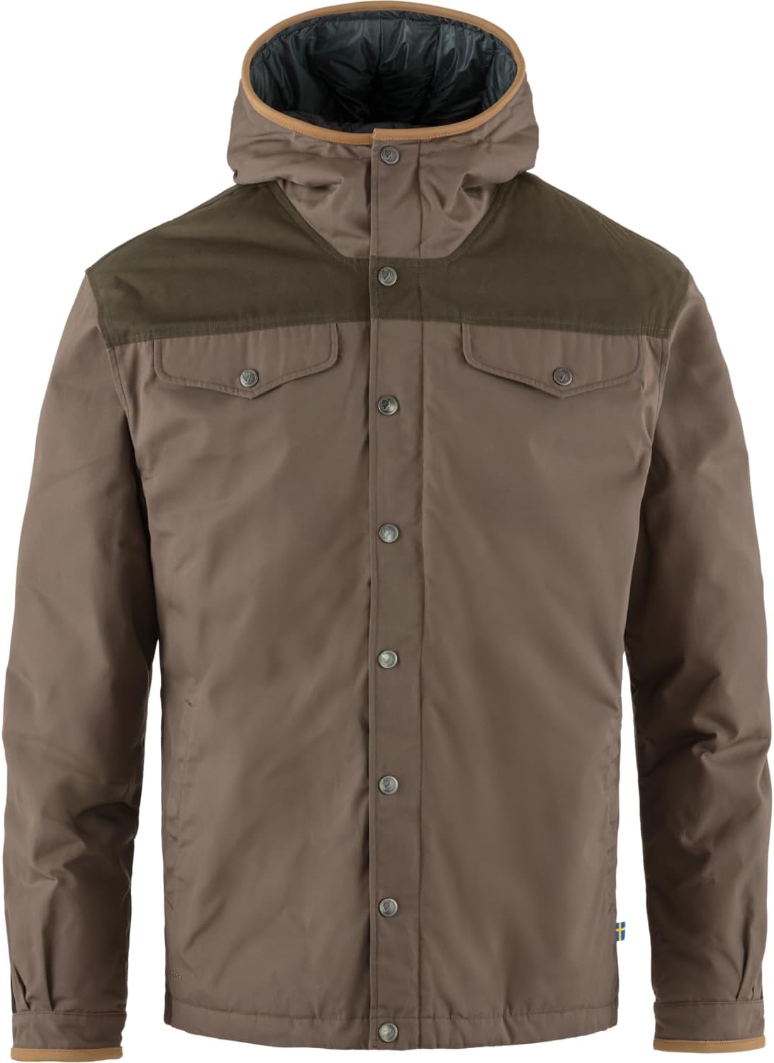 Fjallraven Greenland No. 1 Men's Insulated Down Jacket - Water Resistant Suede Brown/Dark Olive