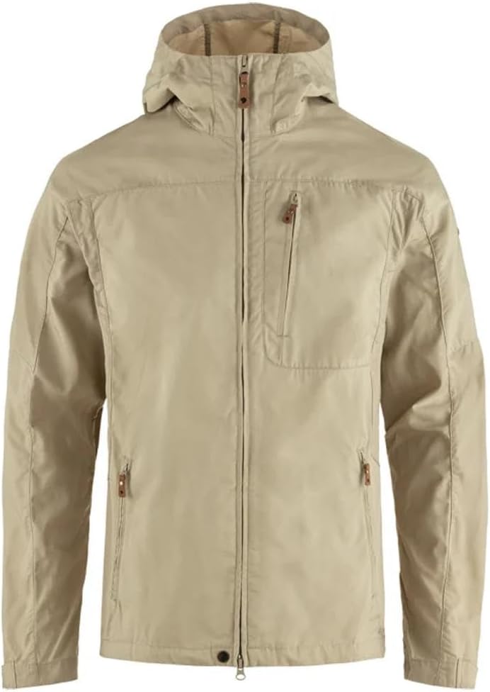 Fjällräven Sten Men's Shell Jacket - Water and Wind Resistant, Breathable, Durable Fabric - Hiking, Trekking, Camping Fossil