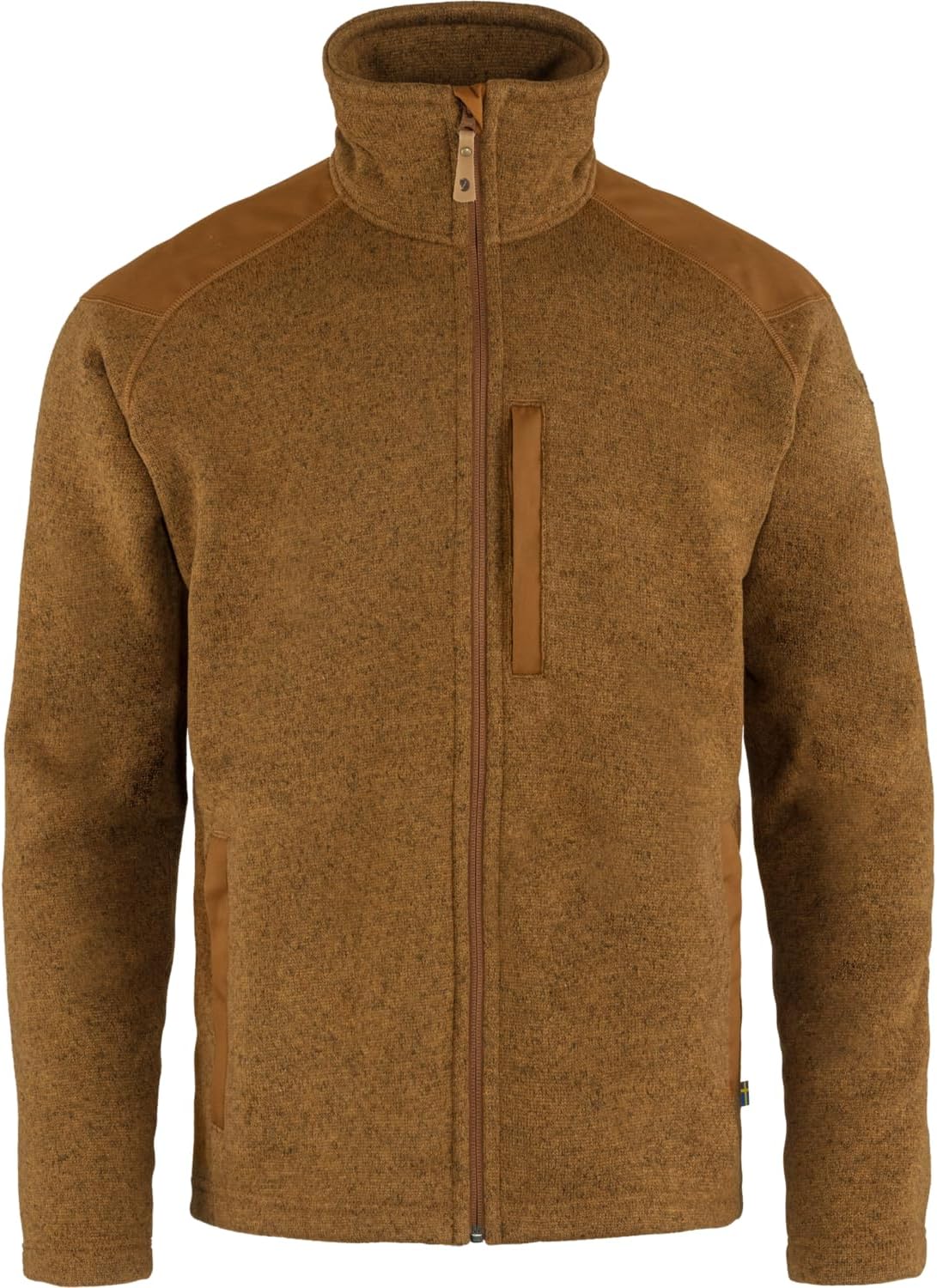 Fjällräven Buck Fleece Men's Jacket - Warm Durable Full Zip Midlayer for Hiking Trekking Outdoor Layering Chestnut