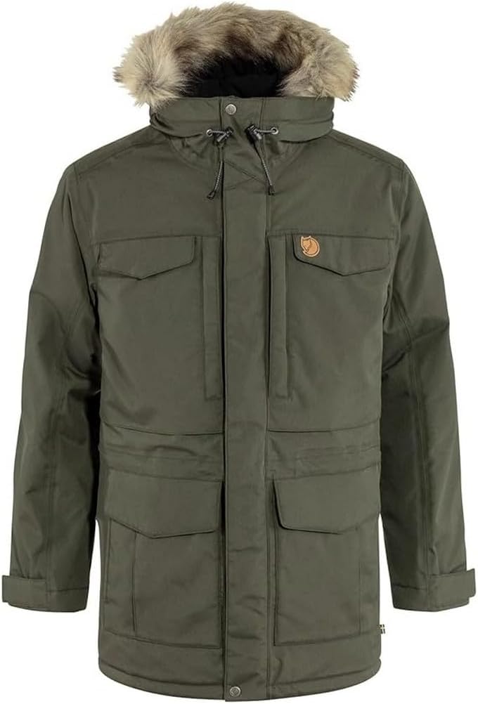 Fjällräven Nuuk Parka Men's Coat - Insulated Waterproof Durable Winter Jacket for Outdoor Wear Deep Forest