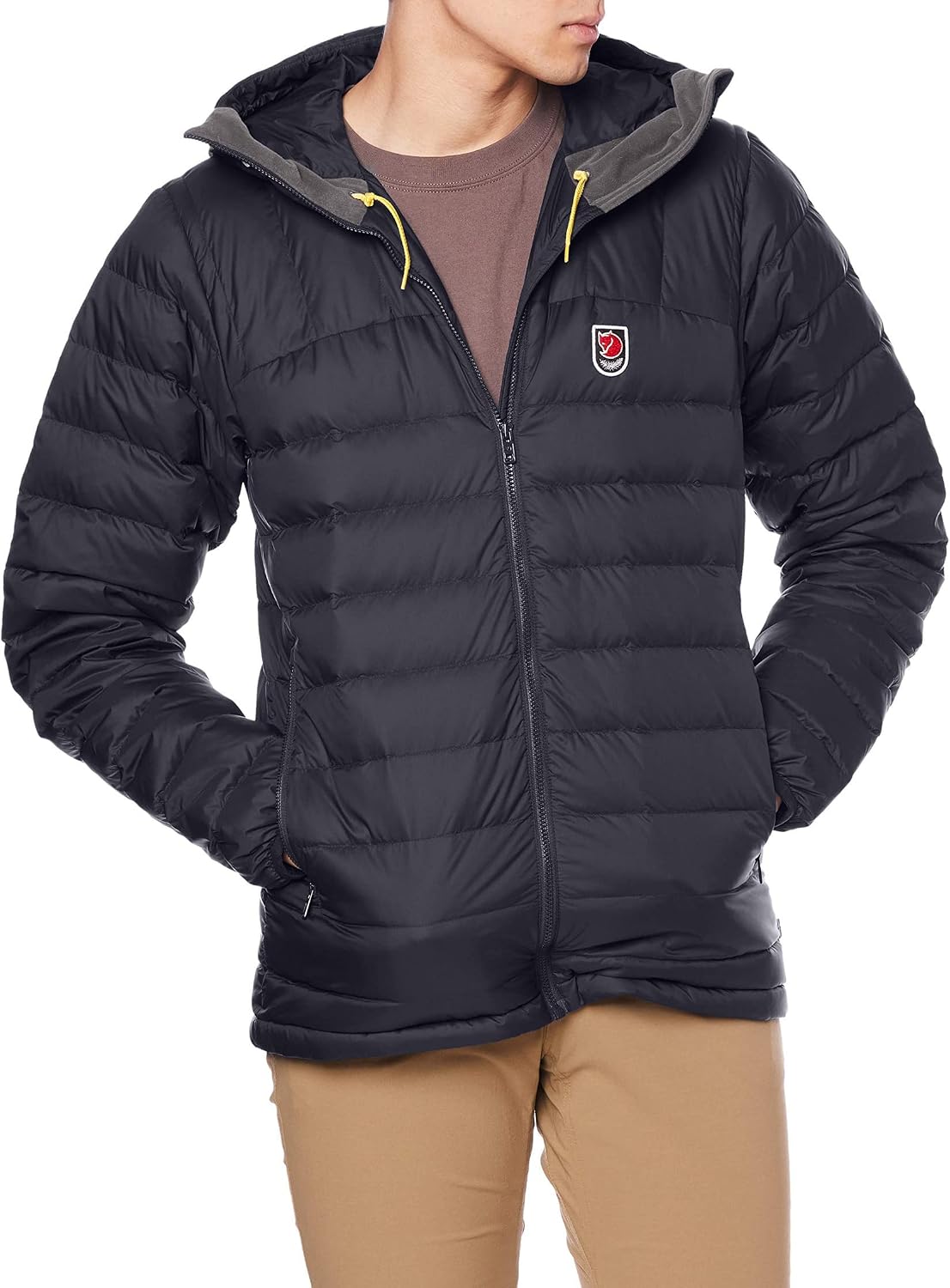 Fjällräven Expedition Pack Down Hoodie Men's Jacket - Lightweight Warm Packable Insulated Winter Layer for Hiking Trekking Black