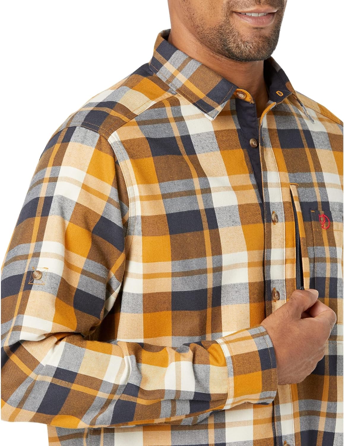 Fjallraven Fjallglim Relaxed Shirt Men's Long Sleeve Flannel Buckwheat Brown/Dark Navy