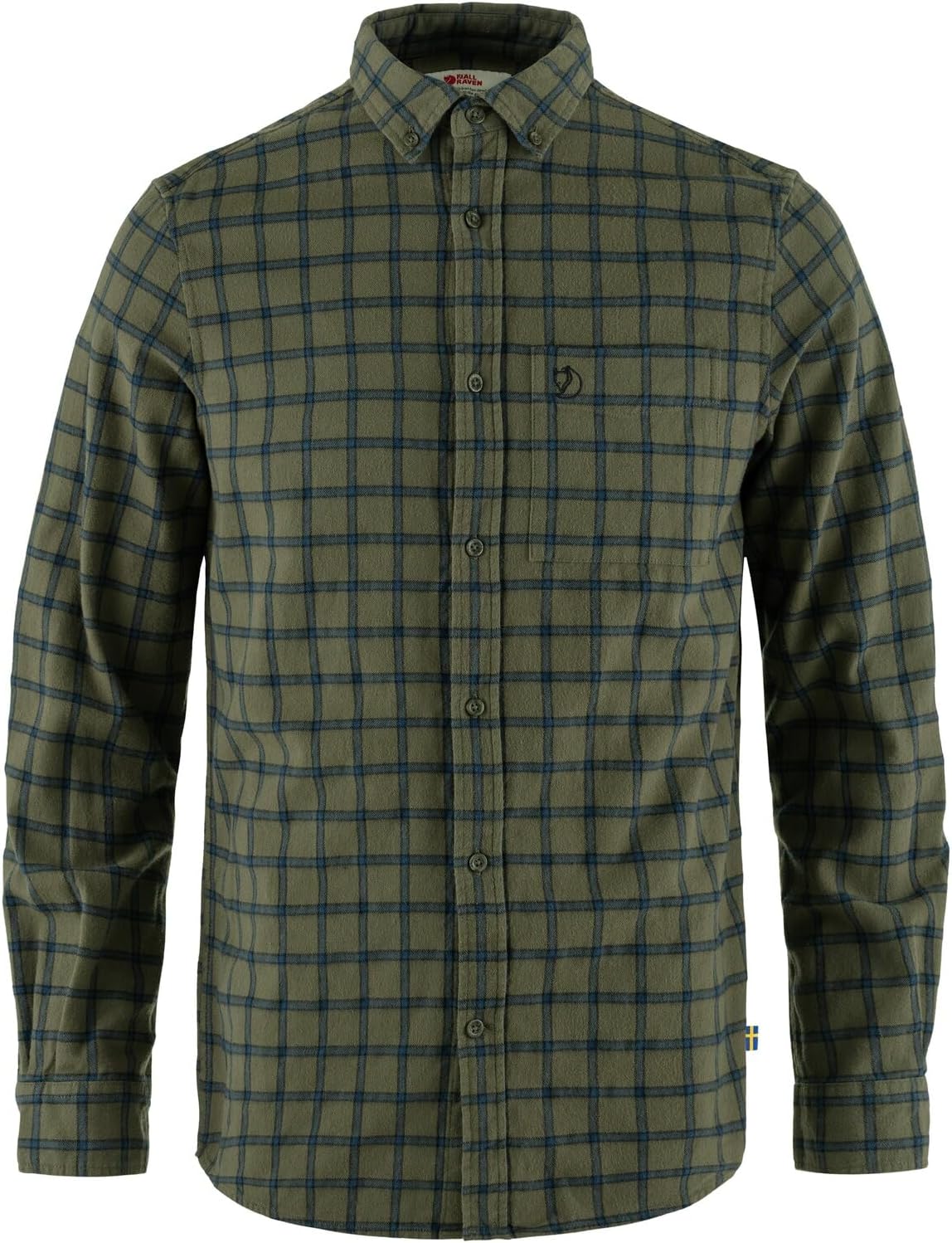 Fjällräven Heavy Classic Men's T-Shirt - Durable, Comfortable, Heavyweight Cotton Fabric - Hiking, Travel Laurel Green/Indigo Blue