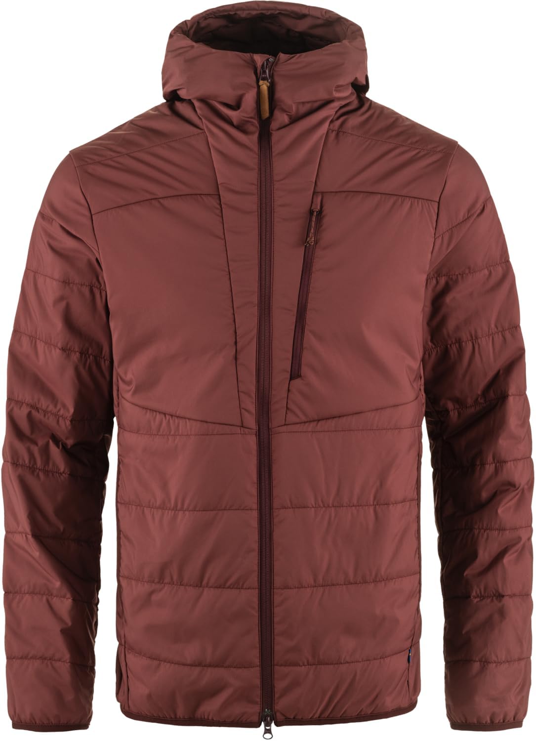 Fjällräven Keb Padded Hoodie Men's Jacket - Lightweight Insulated Durable Midlayer for Hiking Trekking Outdoor Maroon