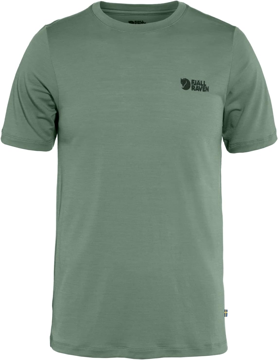Fjallraven Abisko Wool Logo Men's Short Sleeve Shirt, Merino Wool Blend - Slim Fit Patina Green