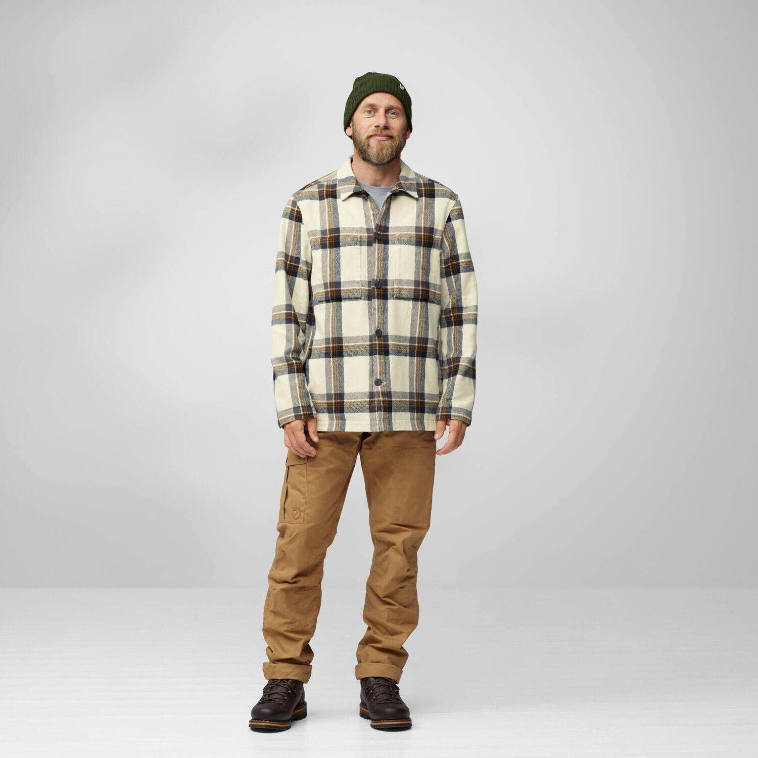 Fjällräven Singi Flannel Overshirt Men's Shirt Chalk White/Dark Navy