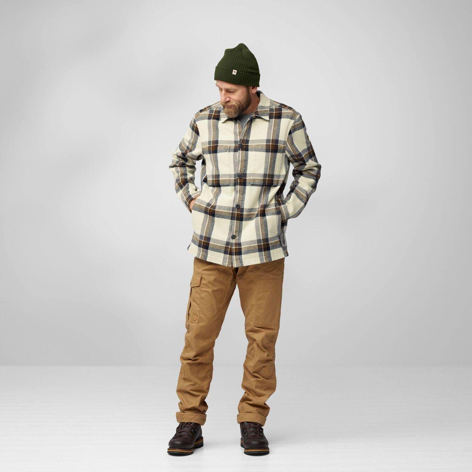 Fjällräven Singi Flannel Overshirt Men's Shirt Chalk White/Dark Navy