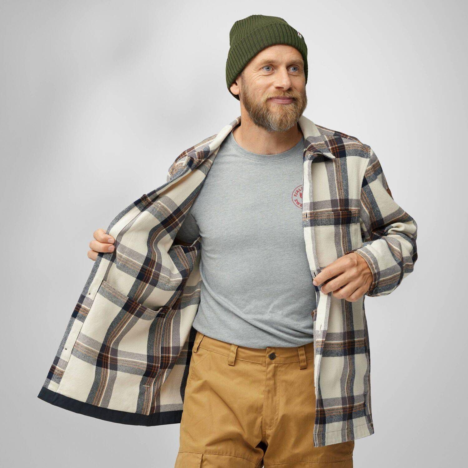 Fjällräven Singi Flannel Overshirt Men's Shirt Chalk White/Dark Navy