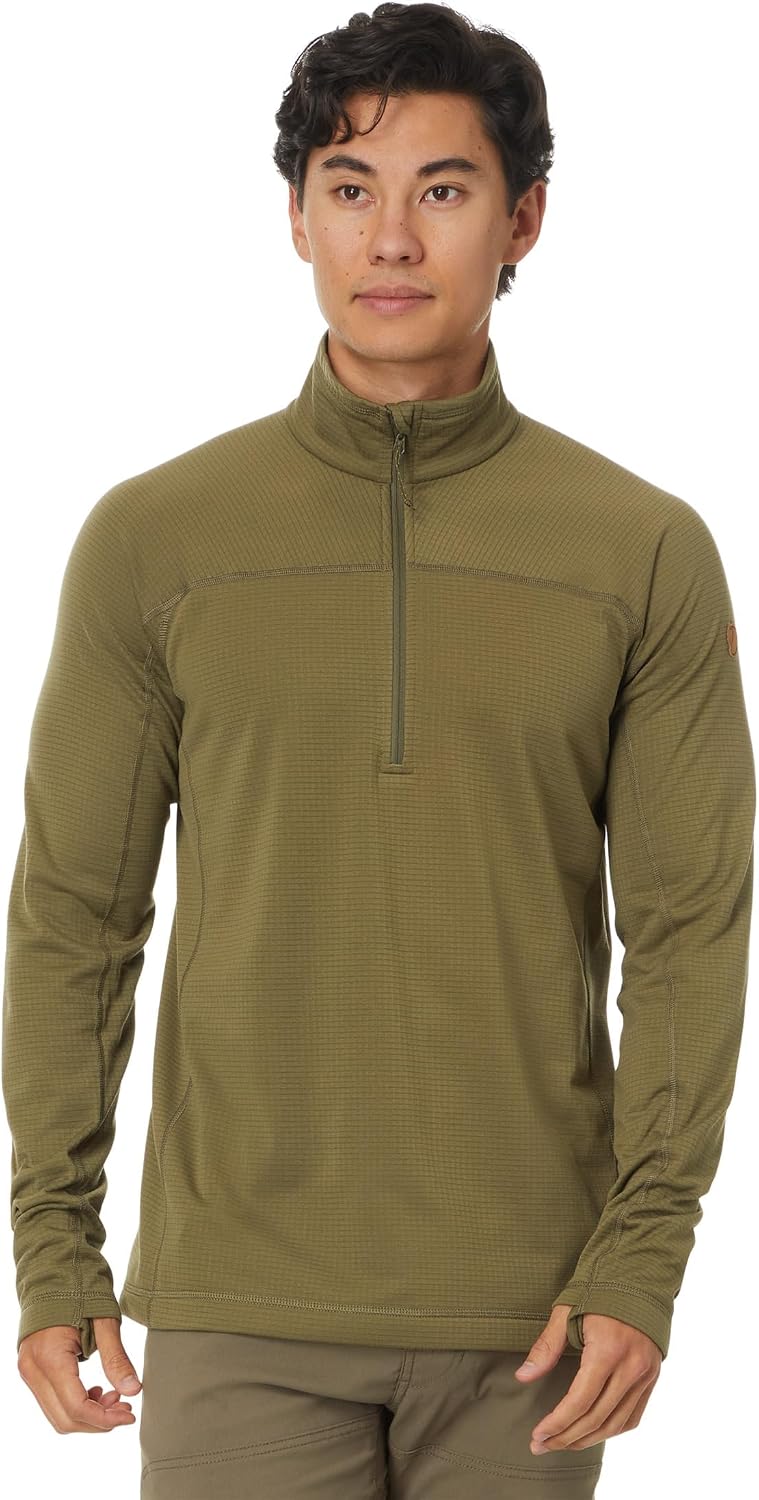Fjällräven Abisko Lite Men's Half Zip Fleece - Breathable, Comfortable, Lightweight Fleece Warmth - Hiking, Trekking Green