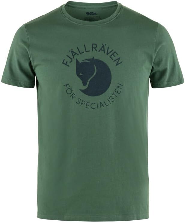 Fjällräven Fox Men's T-Shirt - Breathable, Comfortable, Organic Cotton Fabric, Classic Logo - Hiking, Travel Deep Patina