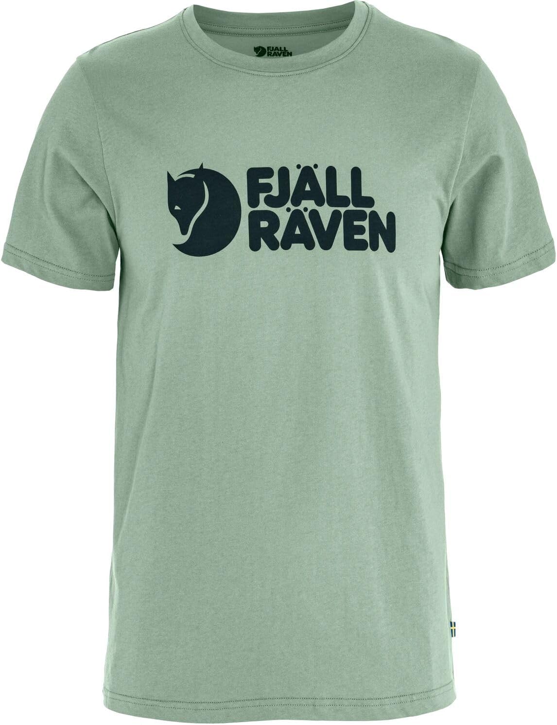 Fjallraven Logo Men's Short Sleeve Shirt, Cotton Blend - Regular Fit Misty Green