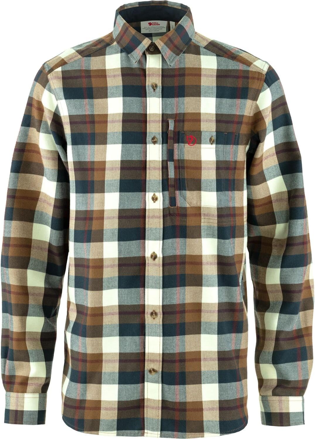 Fjallraven Fjallglim Relaxed Shirt Men's Long Sleeve Flannel Wood Brown/Chalk White
