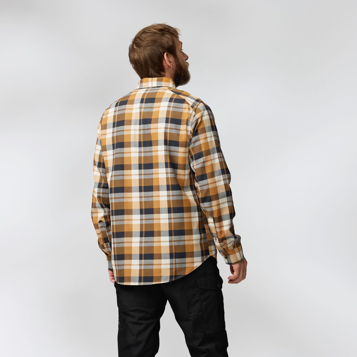 Fjallraven Fjallglim Relaxed Shirt Men's Long Sleeve Flannel Wood Brown/Chalk White