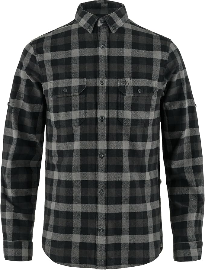 Fjällräven Skog Shirt Men's Shirt - Durable Comfortable Flannel Button Up for Outdoor Everyday Wear Black/Grey