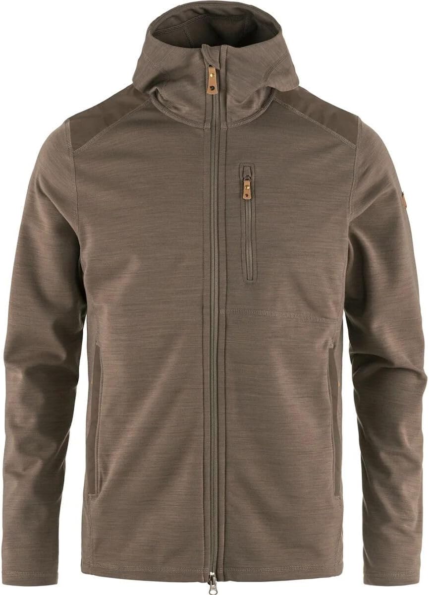 Fjällräven Keb Fleece Men's Hooded Jacket - Insulated Fleece, Breathable Warmth, Durable Construction - Hiking, Trekking Suede Brown