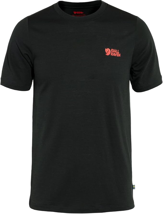 Fjallraven Abisko Wool Logo Men's Short Sleeve Shirt, Merino Wool Blend - Slim Fit Patina Green