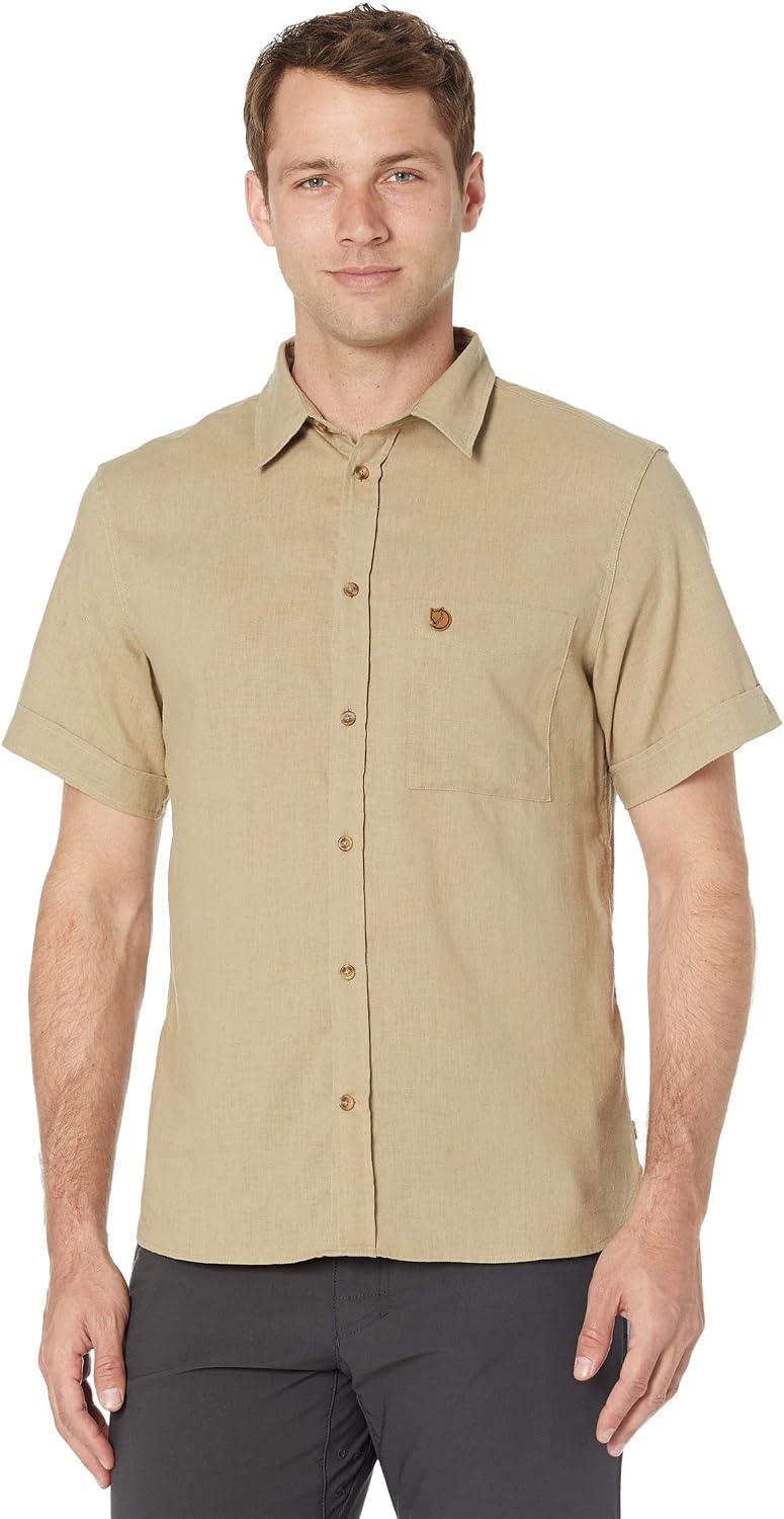 Fjällräven Ovik Men's Short Sleeve Shirt - Lightweight, Breathable, Comfortable Fabric - Hiking, Travel Sand Stone