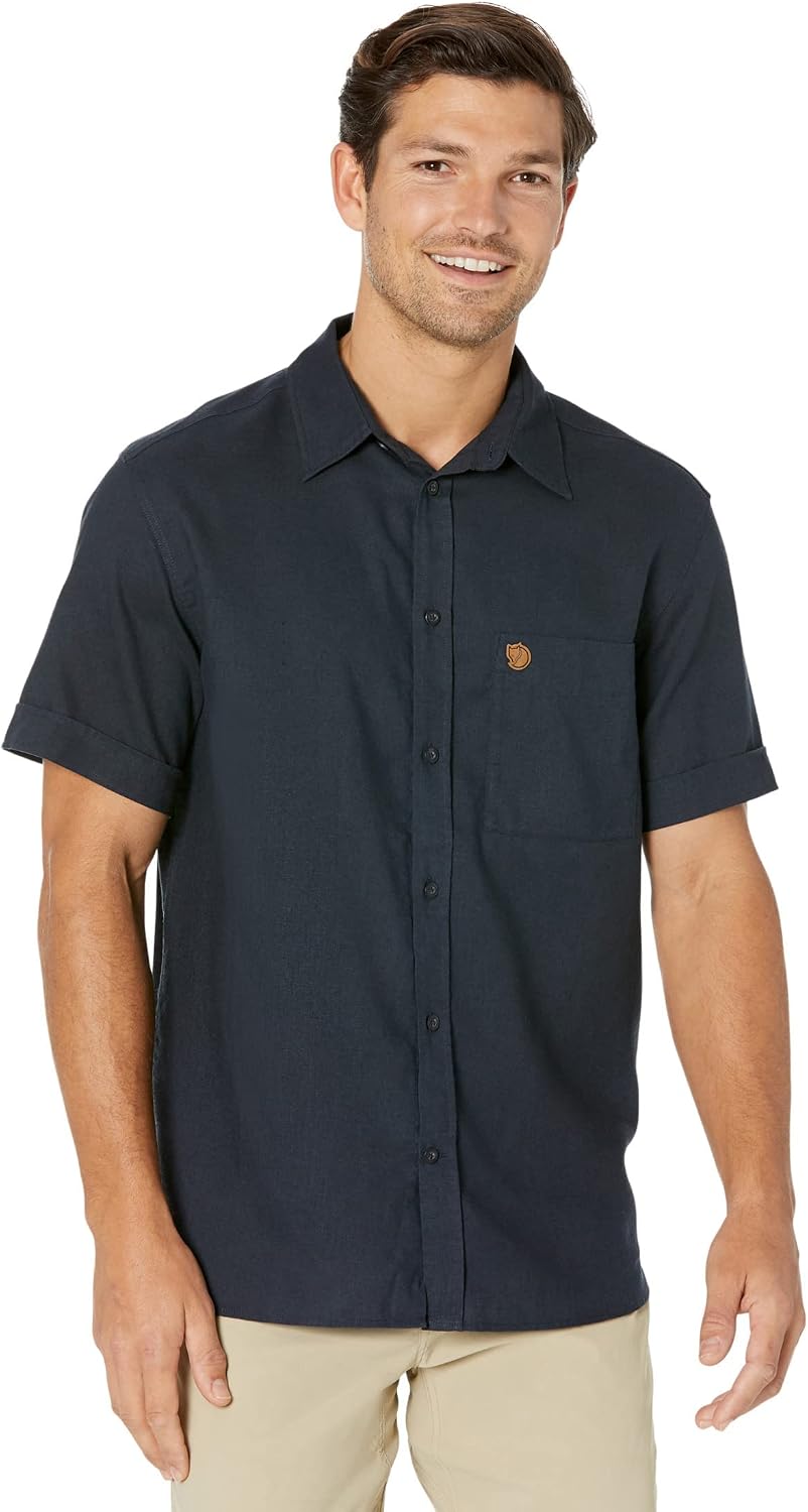 Fjällräven Ovik Men's Short Sleeve Shirt - Lightweight, Breathable, Comfortable Fabric - Hiking, Travel Dark Navy