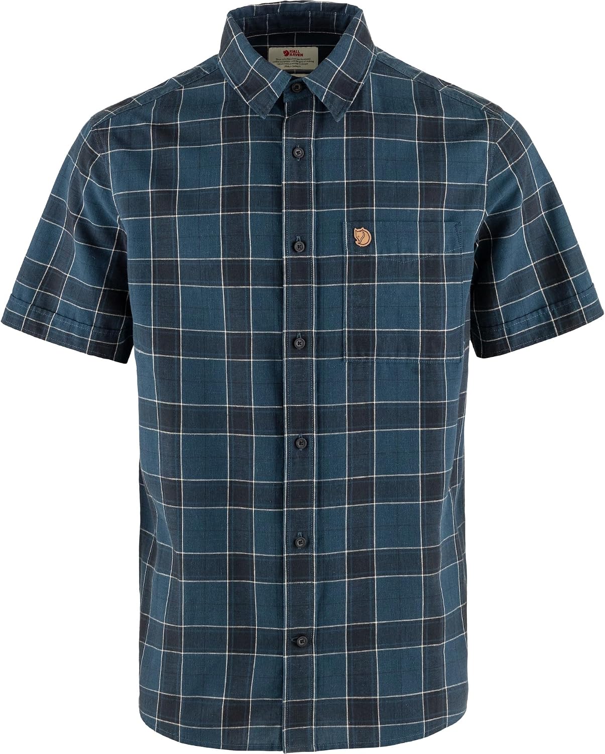 Fjällräven Ovik Men's Short Sleeve Shirt - Lightweight, Breathable, Comfortable Fabric - Hiking, Travel Indigo Blue/Dark Navy