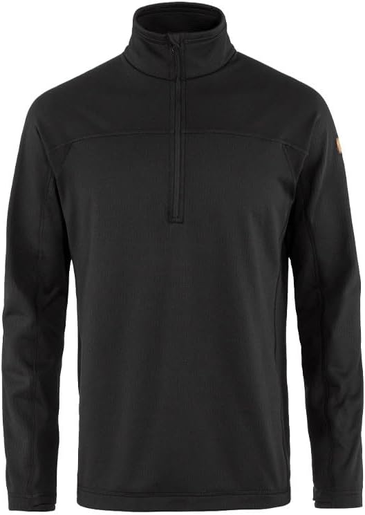 Fjällräven Abisko Lite Men's Half Zip Fleece - Breathable, Comfortable, Lightweight Fleece Warmth - Hiking, Trekking Black