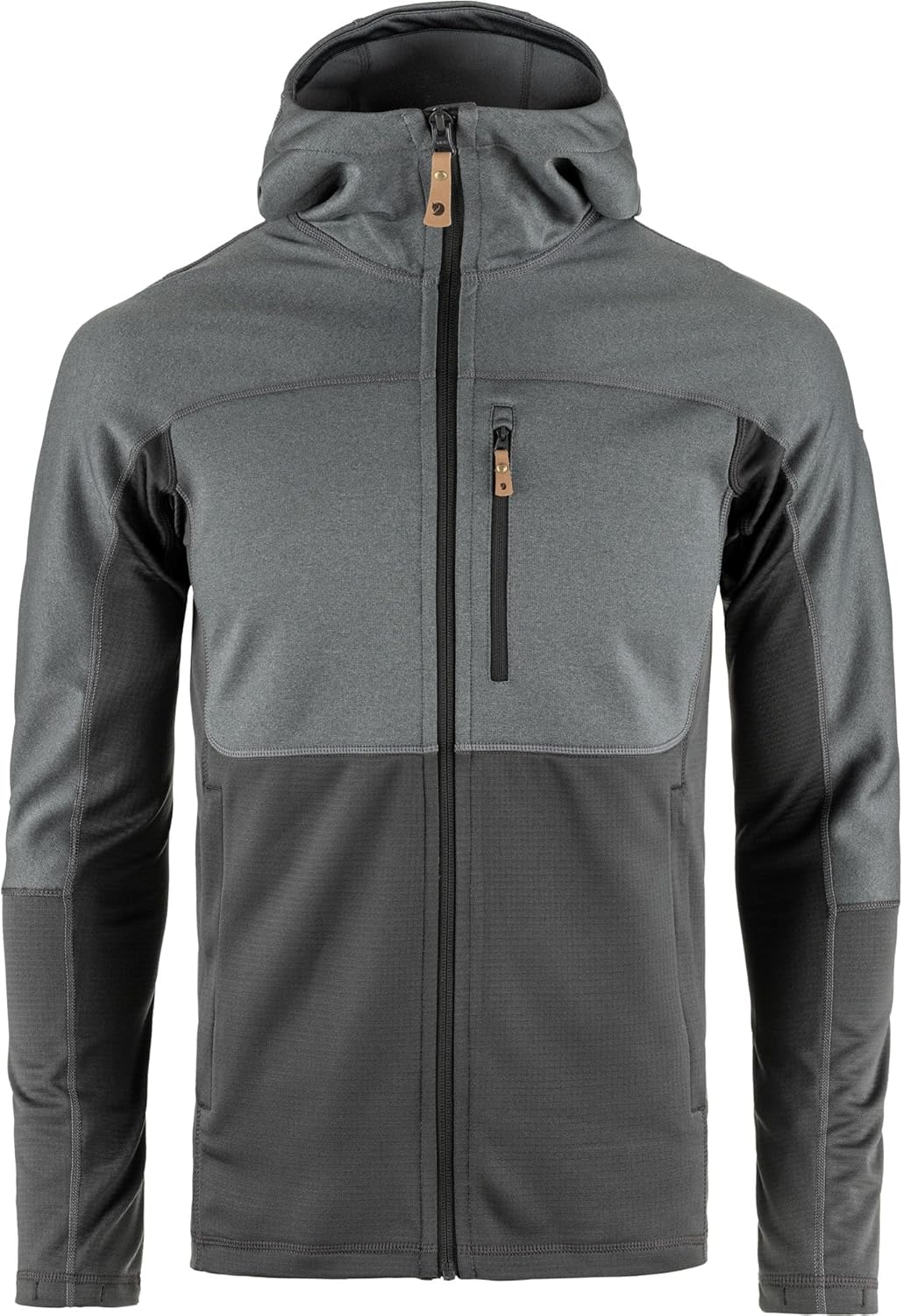 Fjällräven Abisko Men's Trail Full Zip Hooded Fleece - Breathable, Comfortable, Lightweight Fleece Warmth - Hiking, Trekking Iron Grey/Grey