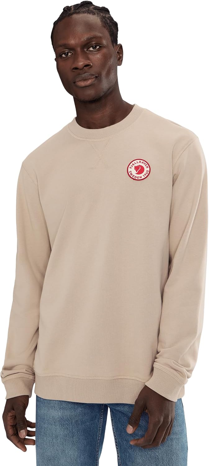 Fjällräven 1960 Logo Badge Men's Sweatshirt - Organic Cotton, Soft Fleece Warmth, Classic Fit - Hiking, Travel Fossil