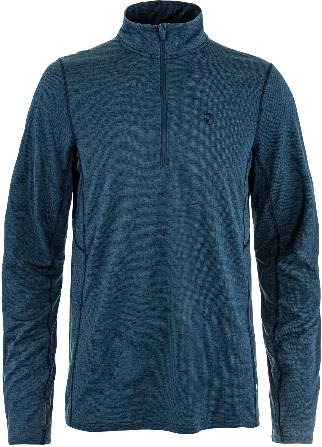 Fjällräven Abisko Day Hike Men's Half Zip - Moisture Wicking Fabric, Lightweight, Comfortable, Stretch - Hiking, Trekking Indigo Blue