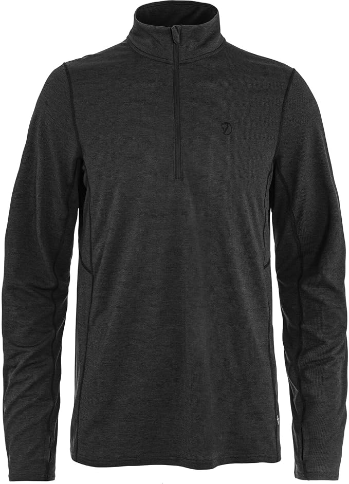 Fjällräven Abisko Day Hike Men's Half Zip - Moisture Wicking Fabric, Lightweight, Comfortable, Stretch - Hiking, Trekking Black
