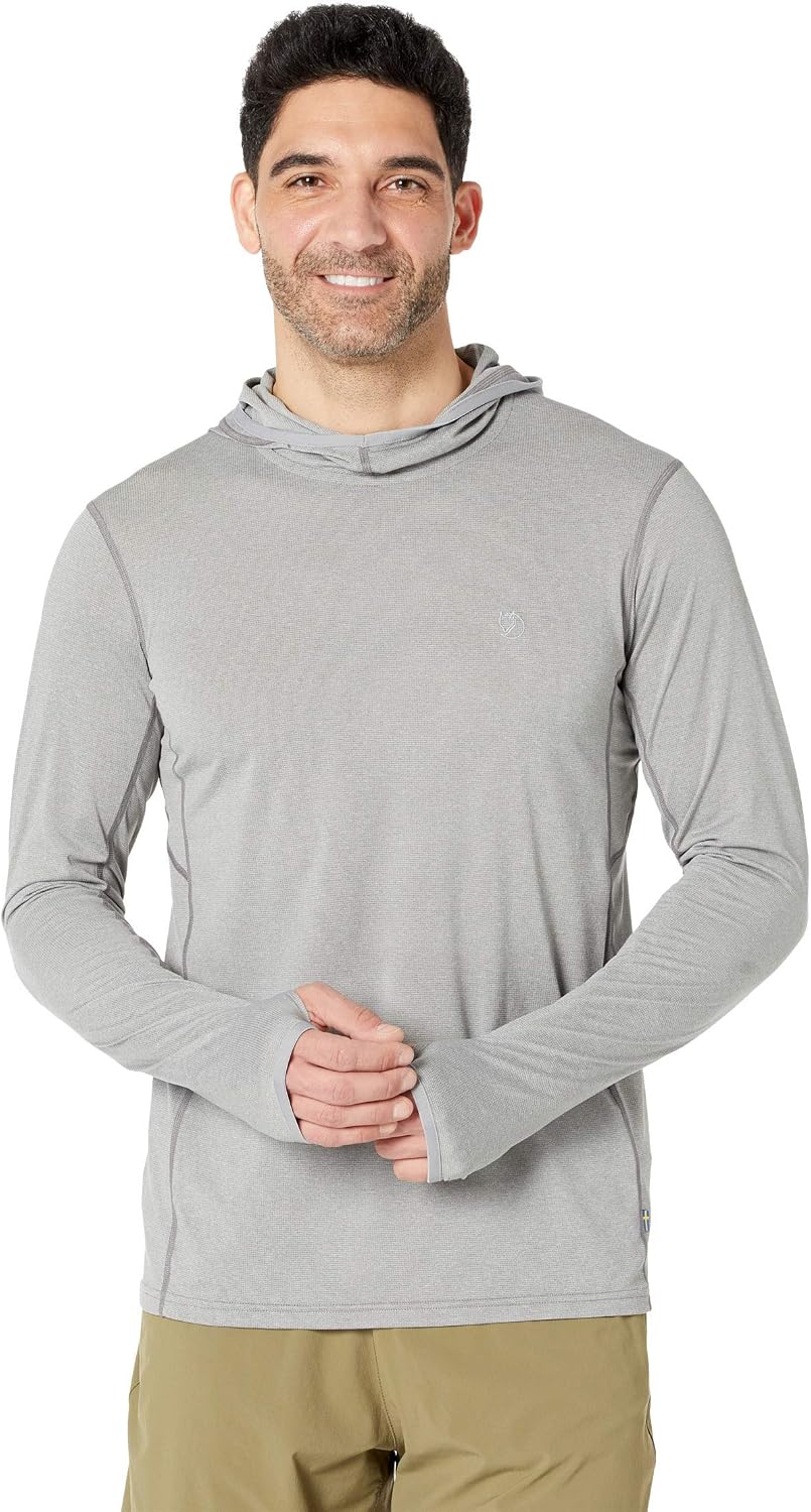 Fjällräven Abisko Sun Hoodie Men's Long Sleeve Shirt - Lightweight, Comfortable, Sun Protection Fabric - Hiking, Trekking Shark Grey