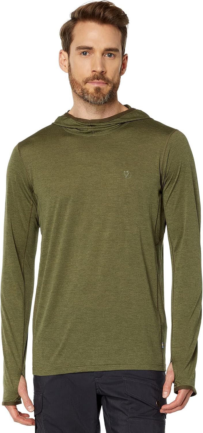 Fjällräven Abisko Sun Hoodie Men's Long Sleeve Shirt - Lightweight, Comfortable, Sun Protection Fabric - Hiking, Trekking Green