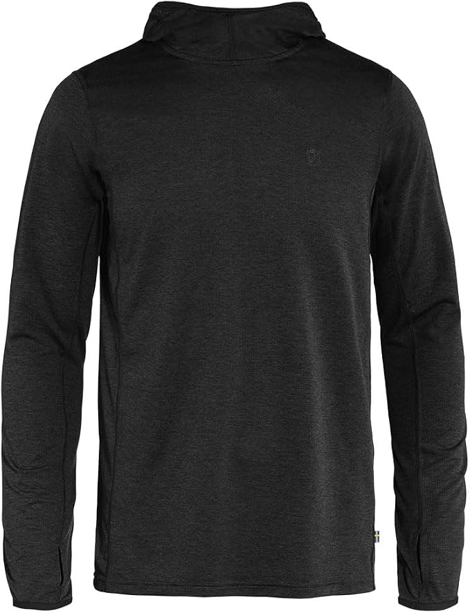 Fjällräven Abisko Sun Hoodie Men's Long Sleeve Shirt - Lightweight, Comfortable, Sun Protection Fabric - Hiking, Trekking Black