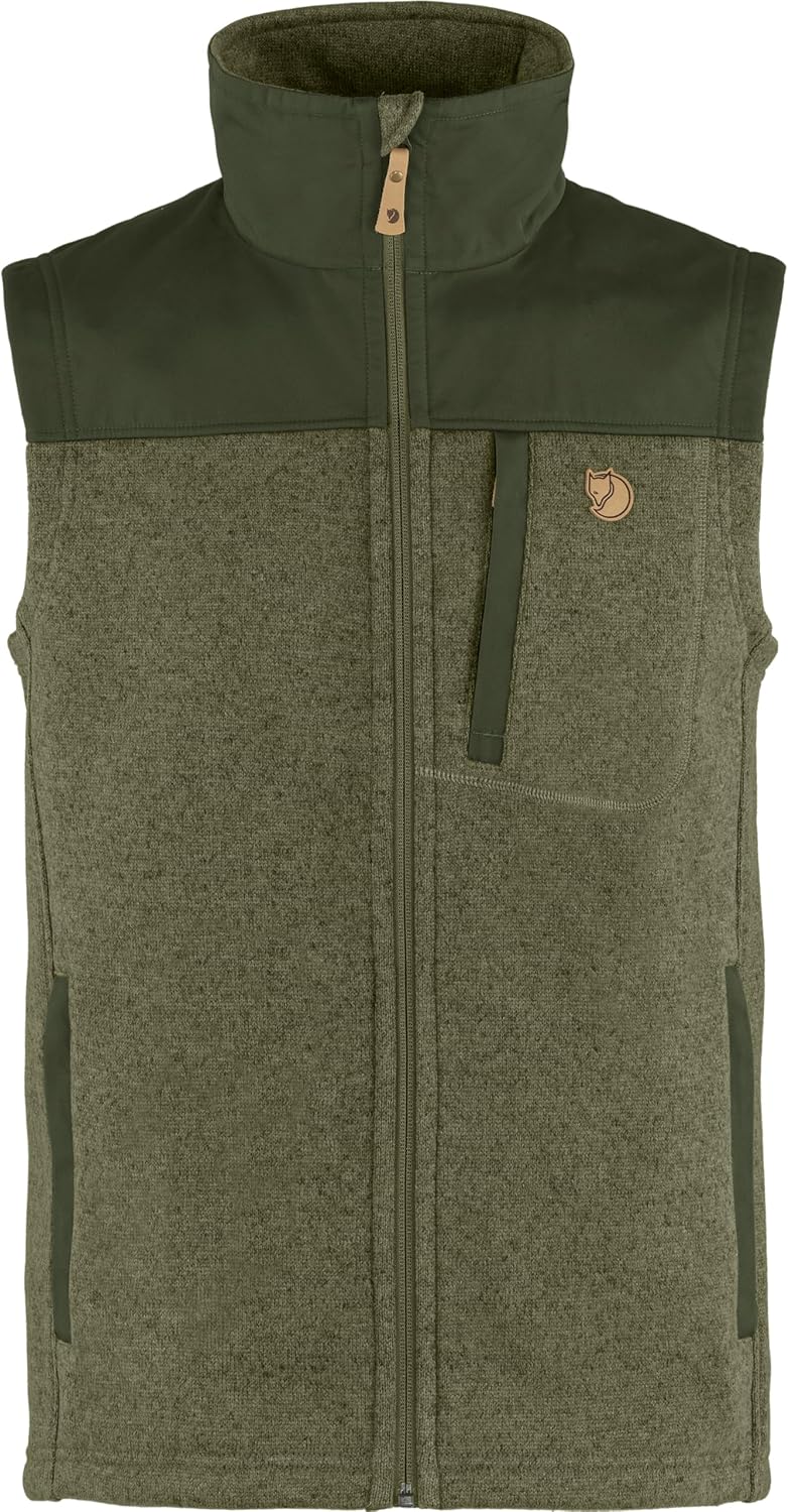 Fjallraven Buck Men's Fleece Full-Zip Midlayer Vest Laurel Green/Deep Forest