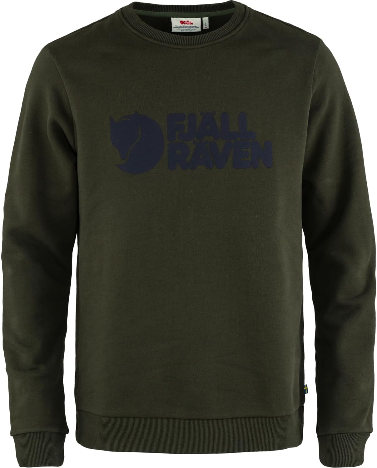Fjällräven Logo Sweater Men's Sweatshirt - Soft Fleece, Classic Crewneck, Organic Cotton Blend - Hiking, Travel Deep Forest