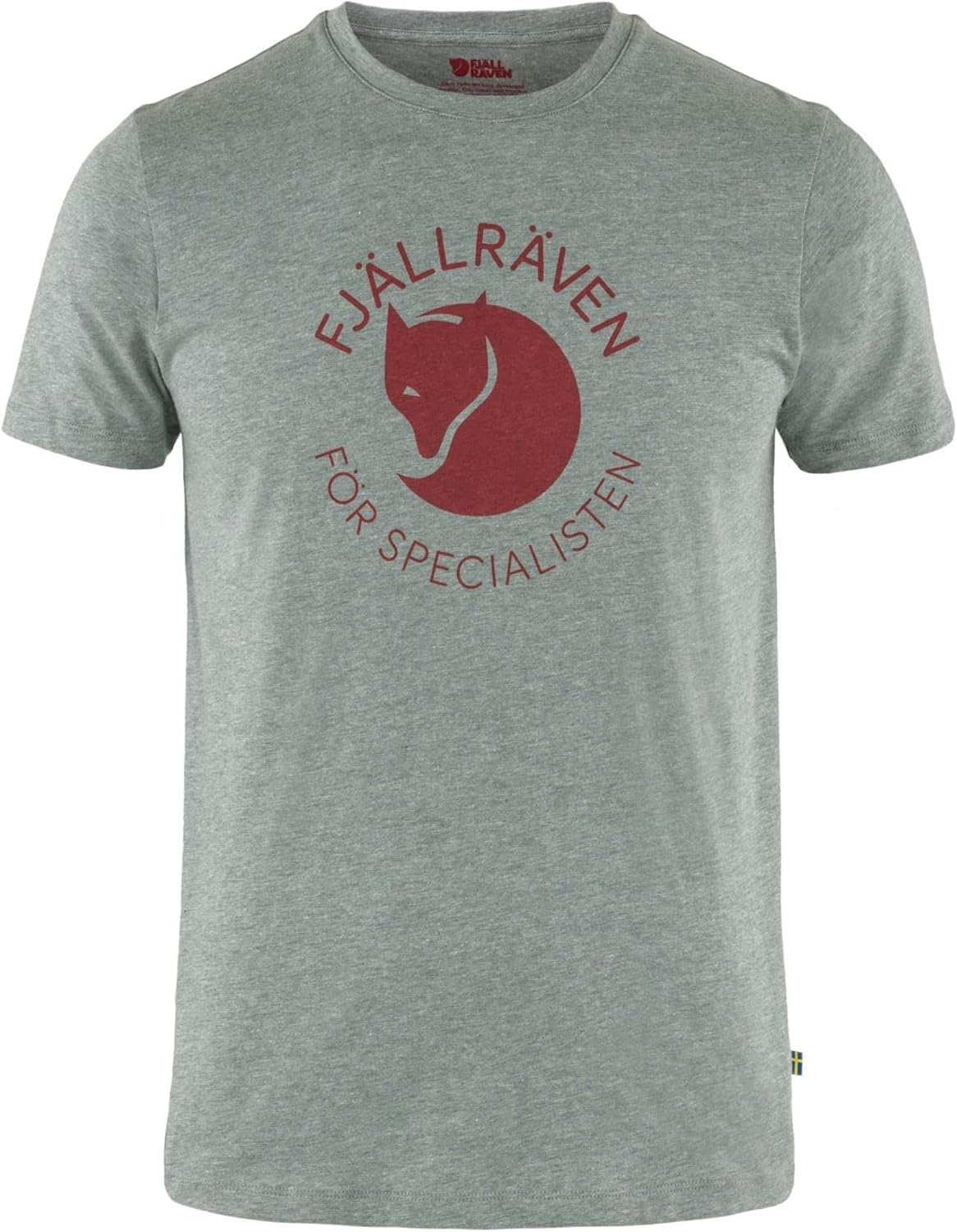 Fjällräven Fox Men's T-Shirt - Breathable, Comfortable, Organic Cotton Fabric, Classic Logo - Hiking, Travel Grey Melange