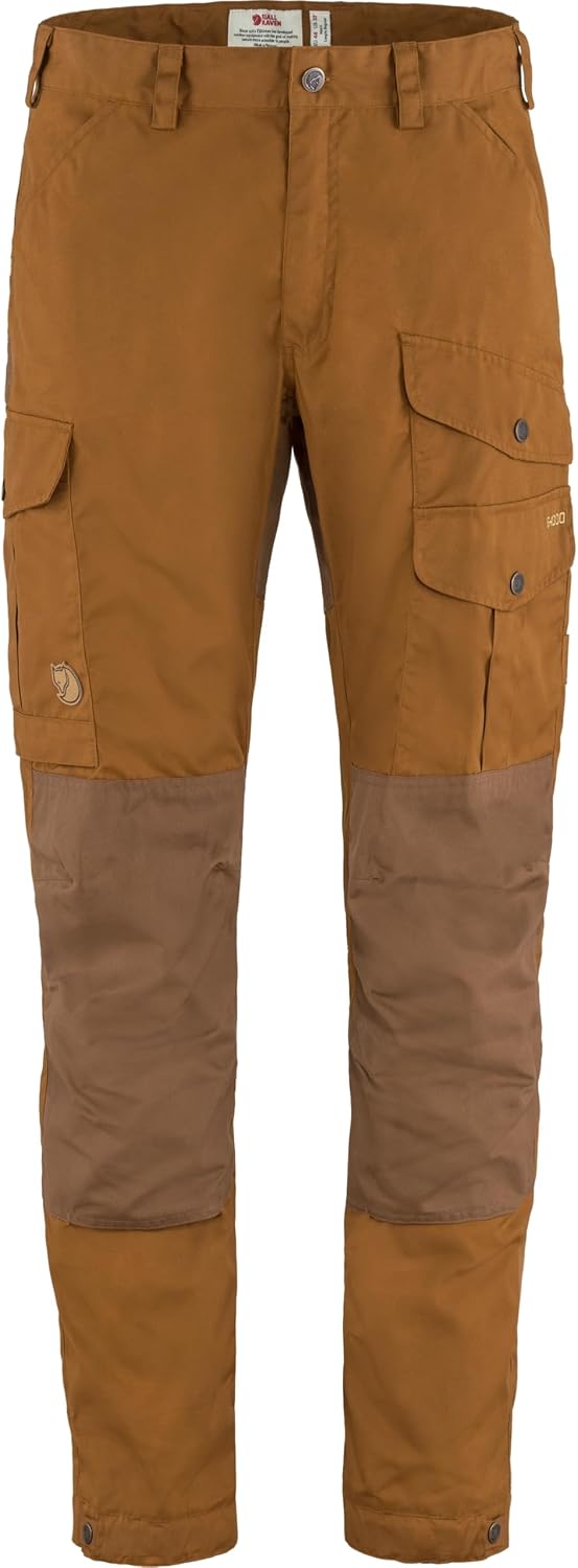 Fjällräven Vidda Pro Men's Trekking Trousers - Water Resistant, Wind Resistant Fabric, Reinforced Knees - Hiking, Trekking, Chestnut/Timber Brown, 36W x 32L