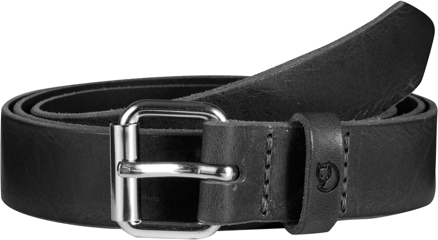 Fjällräven Singi 2.5 cm Belt - Durable Leather, Metal Buckle, Adjustable Fit - Hiking, Travel Black