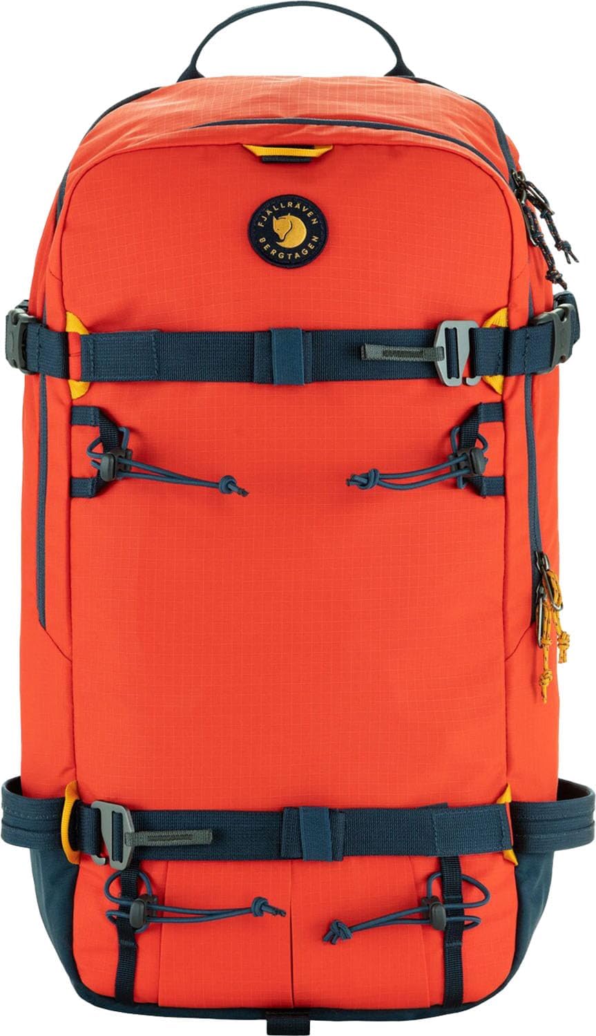 Fjällräven Bergtagen Touring 30 Backpack - Technical Pack, Secure Gear Attachment, Alpine Design - Touring, Trekking, Hiking, Flame Orange-Mountain Blue, Medium/Large